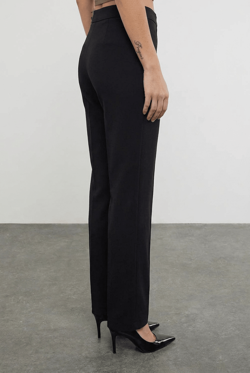 Black High Rise Tapered Pants - BEEGLEE