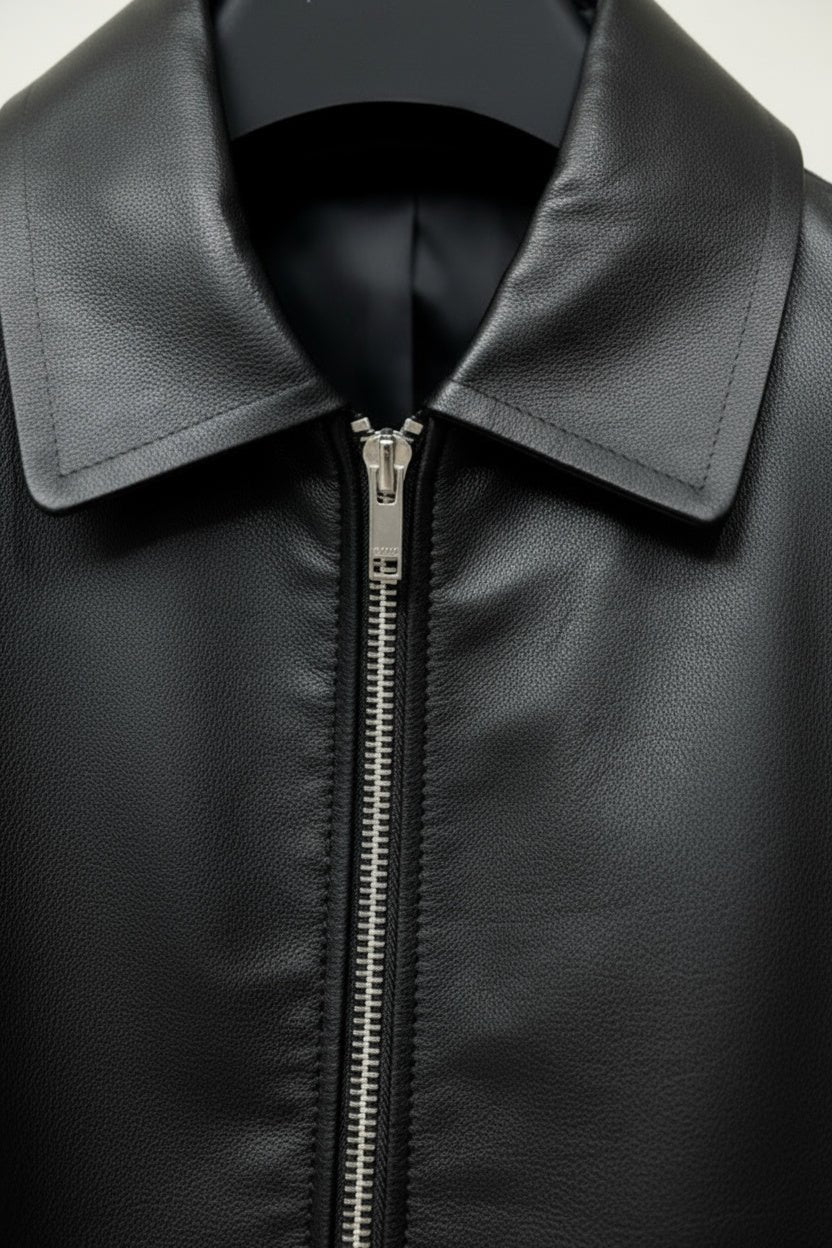 Black Hikari Leather Jacket - BEEGLEE