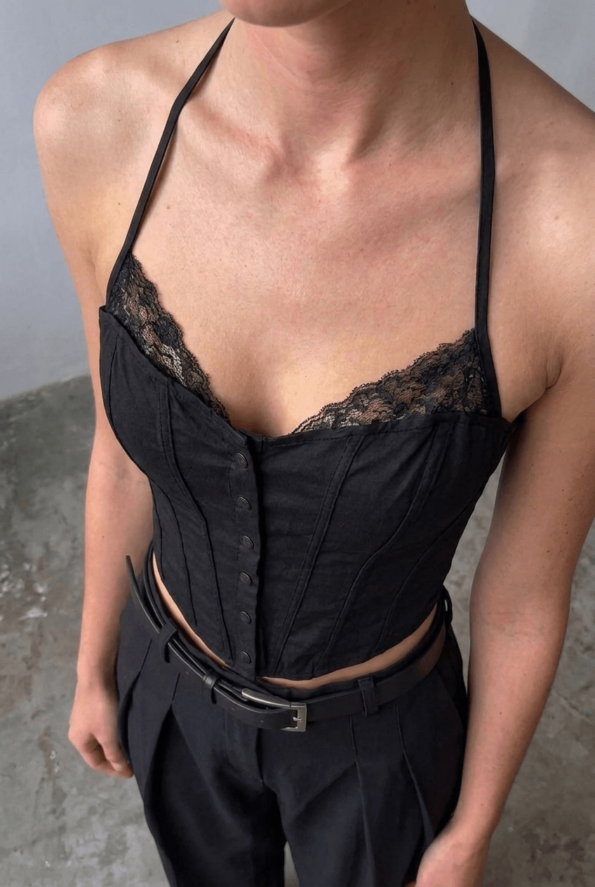 Black Ironclad Corset - BEEGLEE