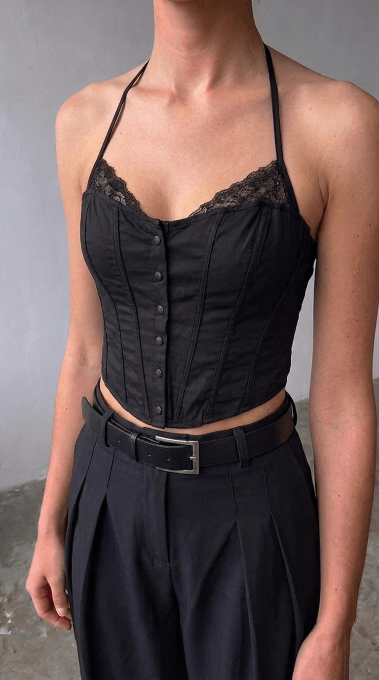 Black Ironclad Corset - BEEGLEE