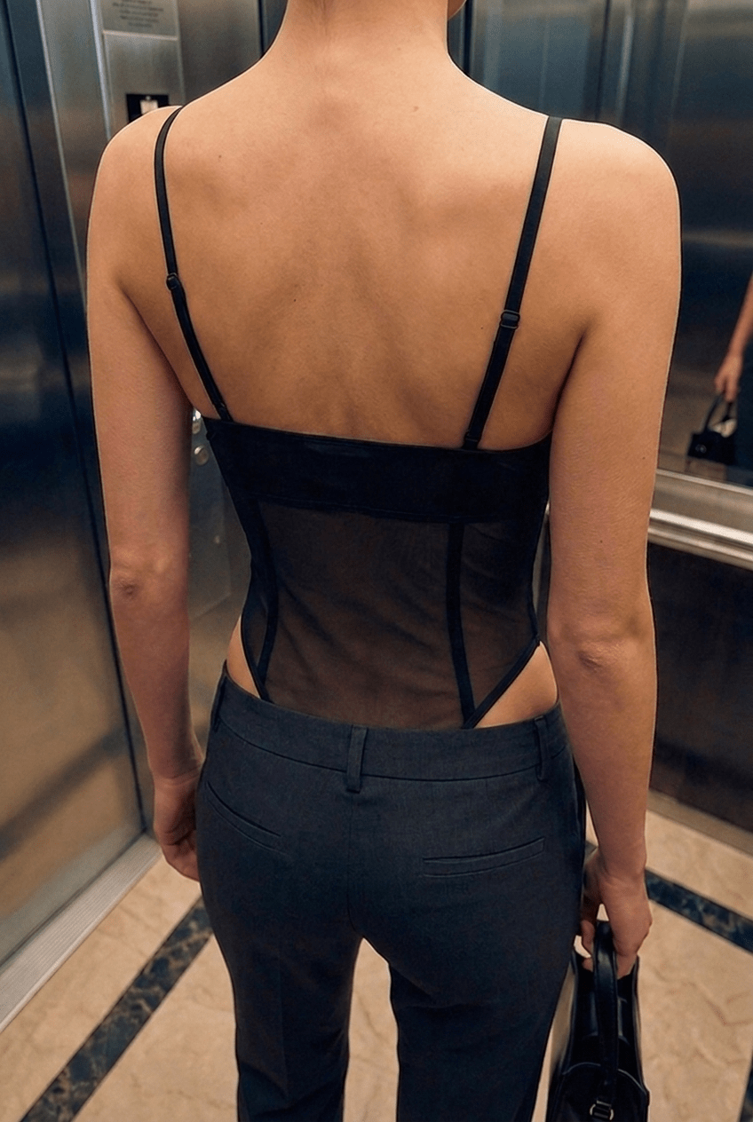 Black Ivy Mesh Bodysuit - BEEGLEE