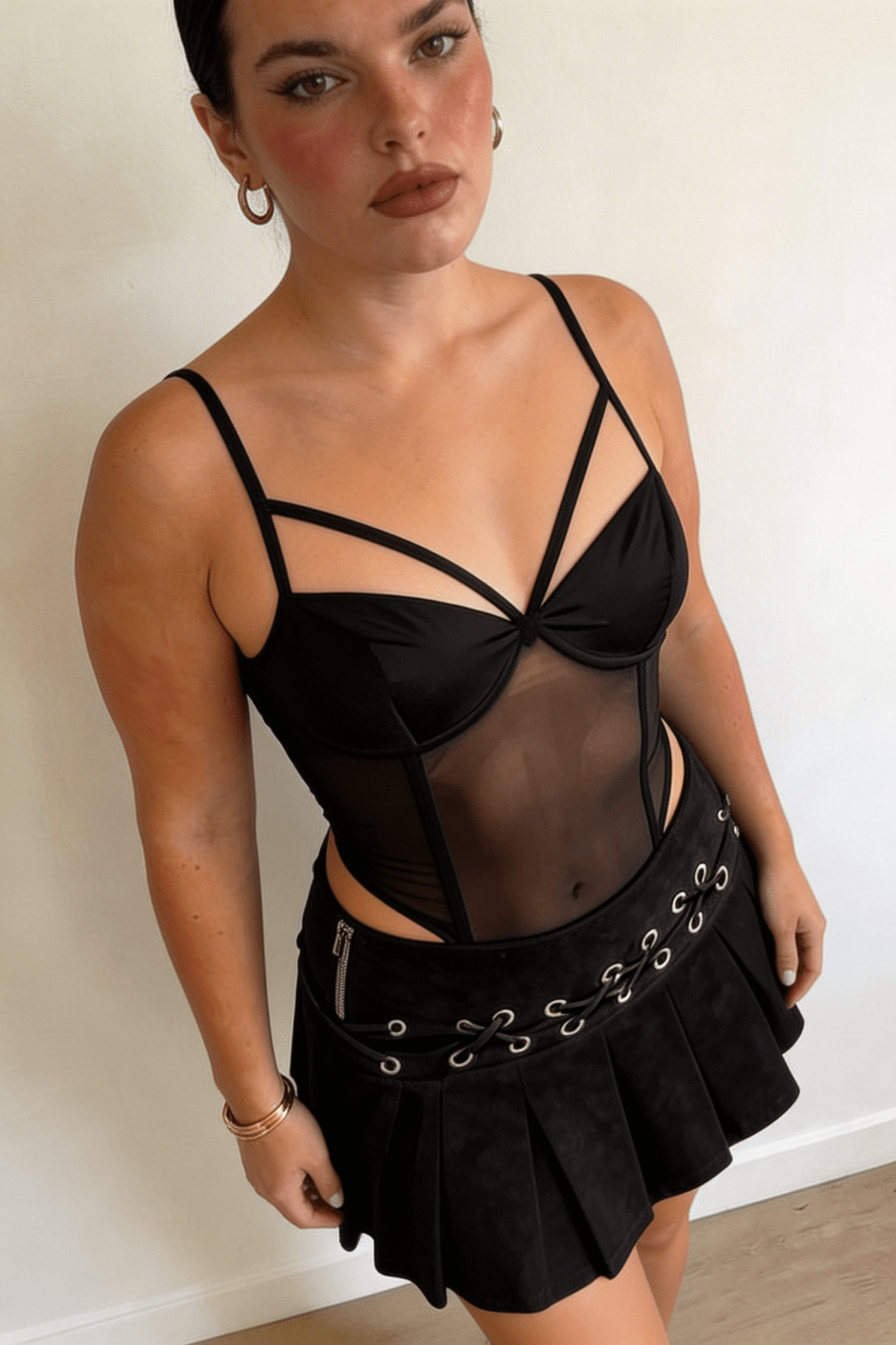 Black Ivy Mesh Bodysuit - BEEGLEE