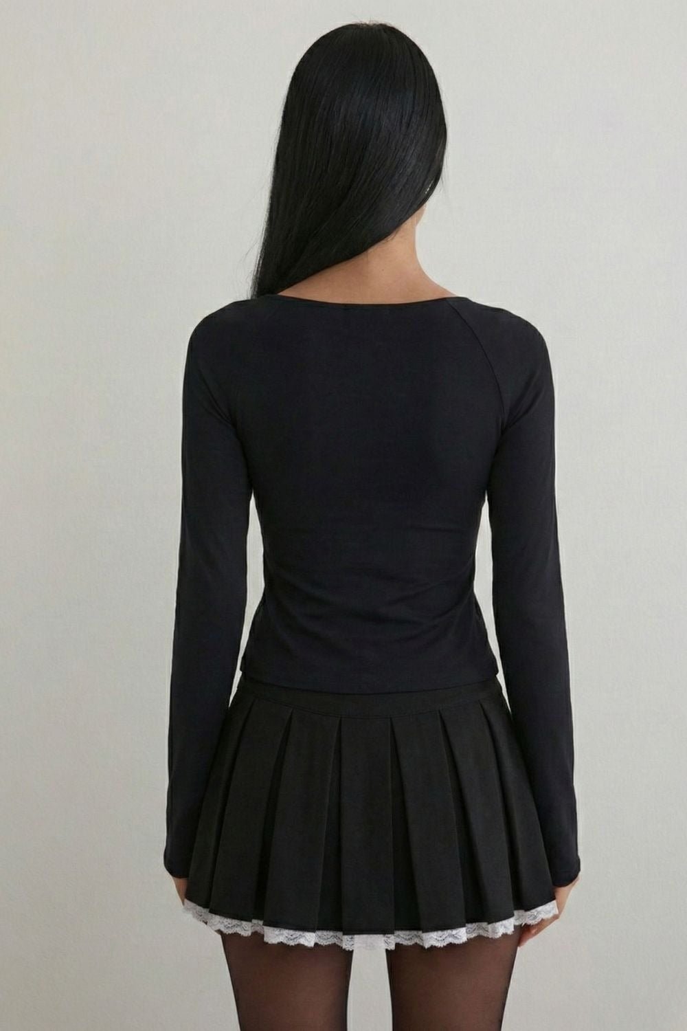 Black Lace Peek Mini skort - BEEGLEE