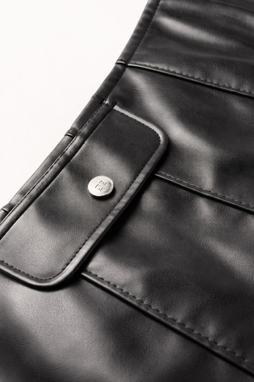 Black Leather skirt belt - BEEGLEE