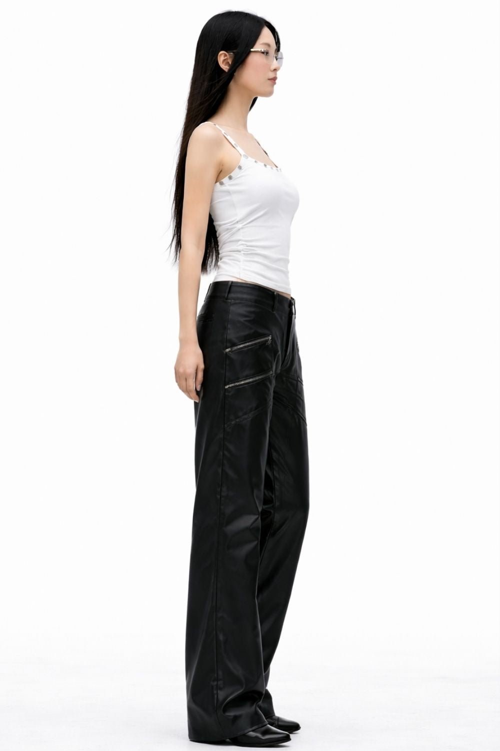 Black Lilith Flared leather pants - BEEGLEE