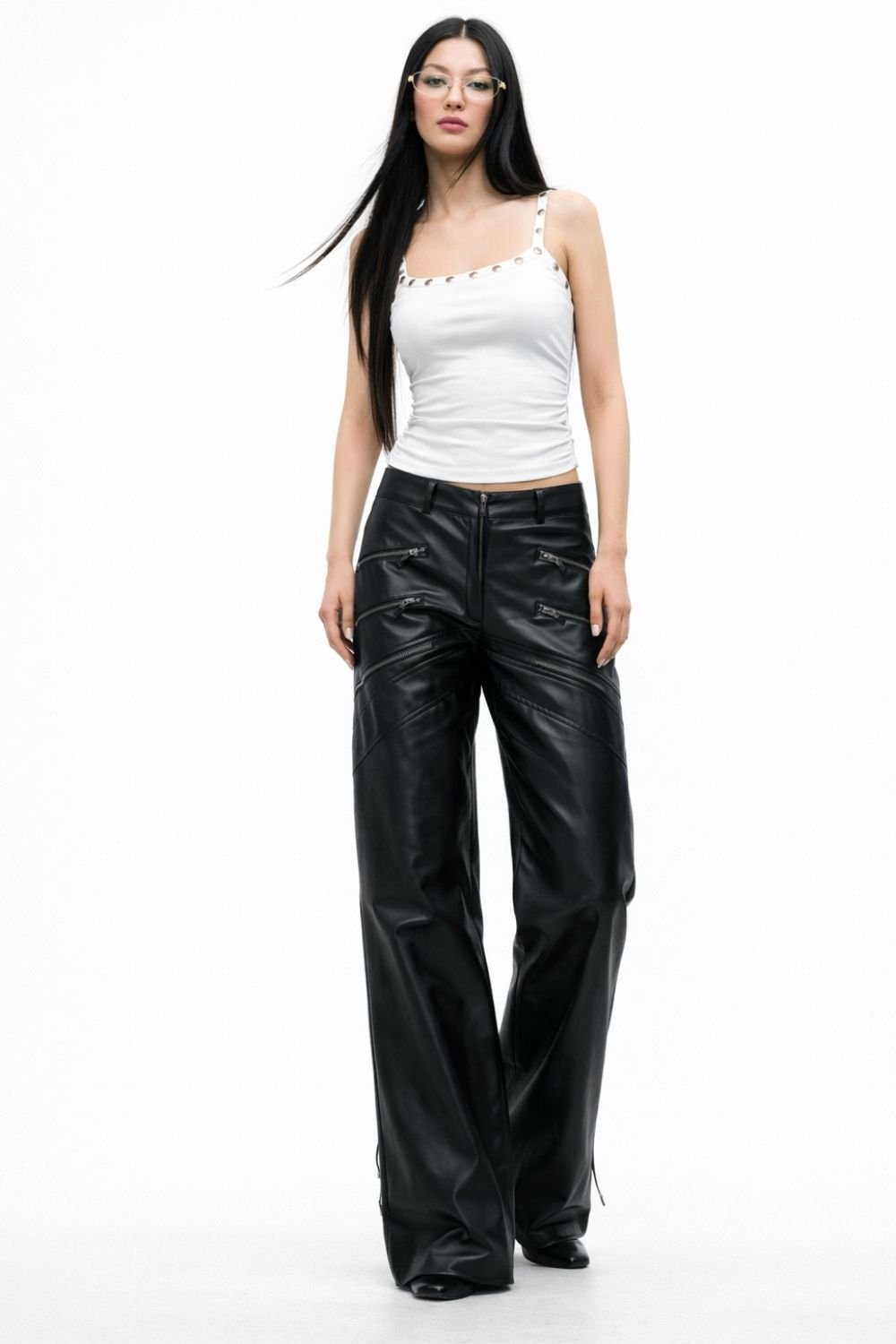 Black Lilith Flared leather pants - BEEGLEE