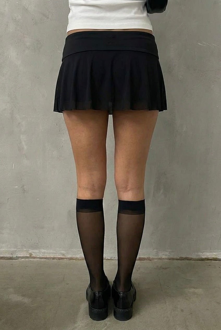 Black Mesh Flounce Skort - BEEGLEE