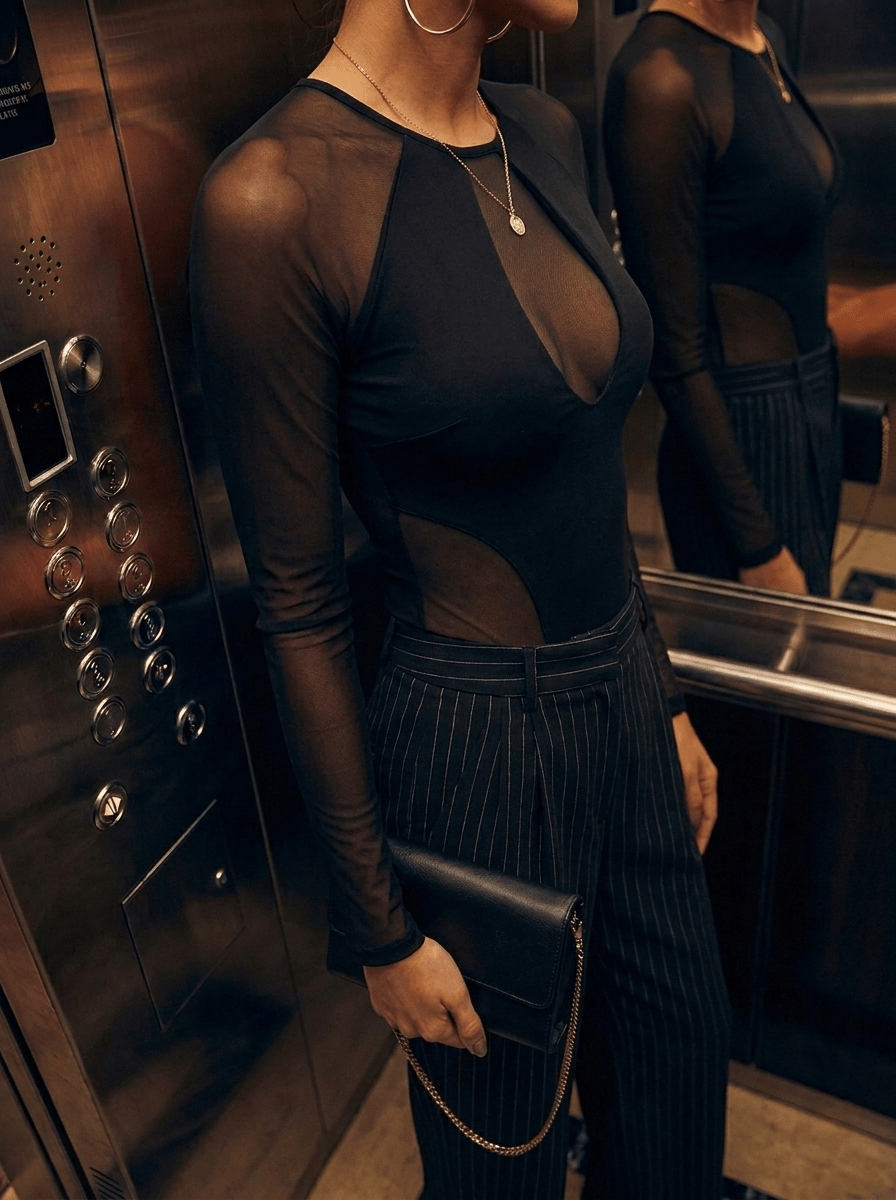 Black Mesh-Me Up Bodysuit - BEEGLEE