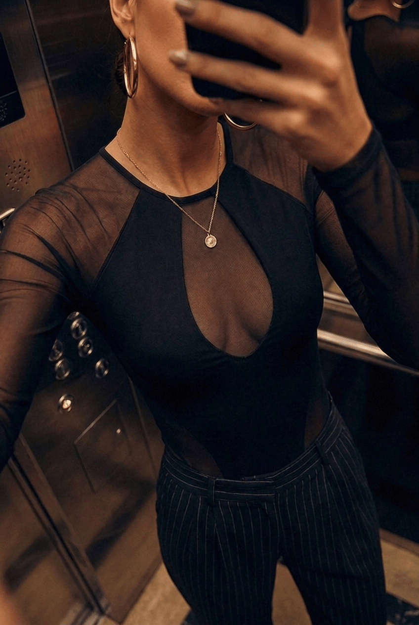 Black Mesh-Me Up Bodysuit - BEEGLEE