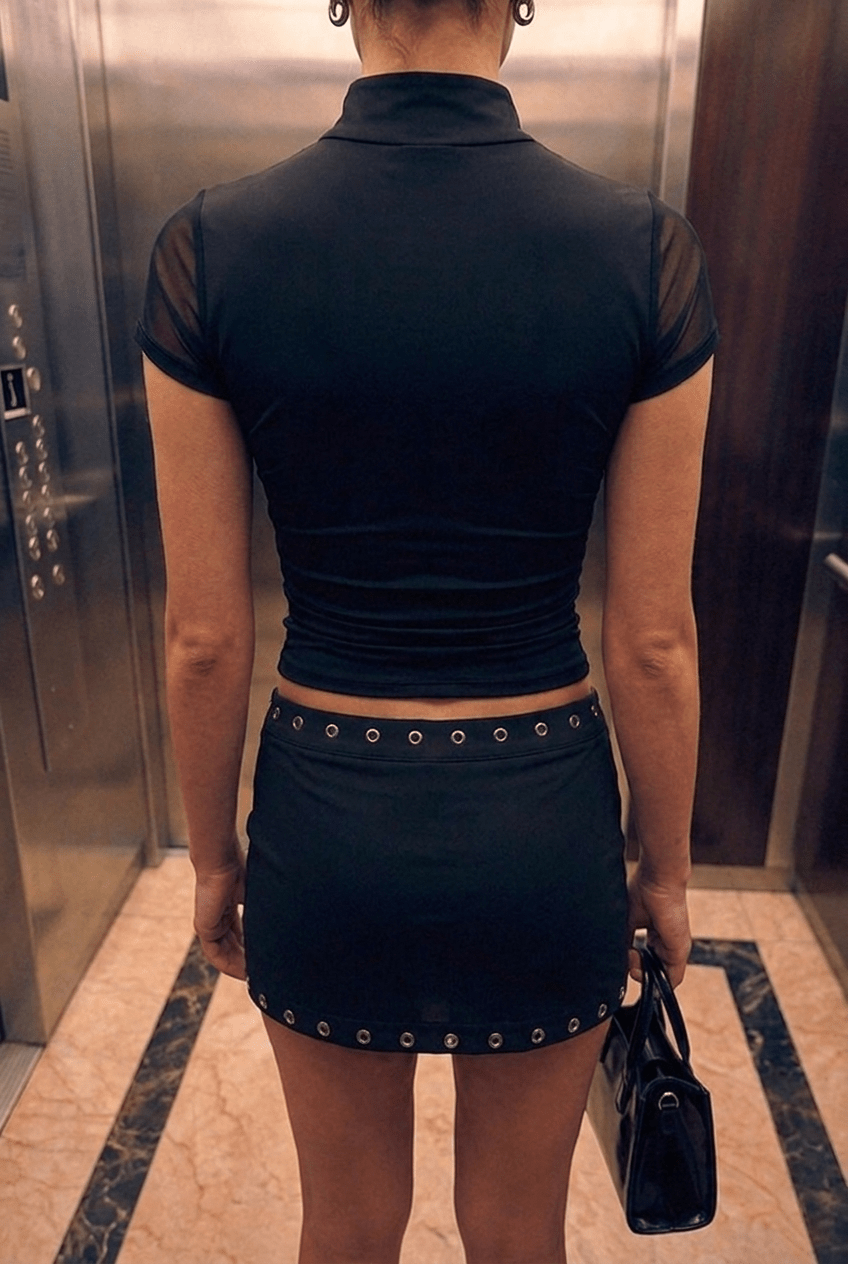 Black Mesh Shrug Top - BEEGLEE