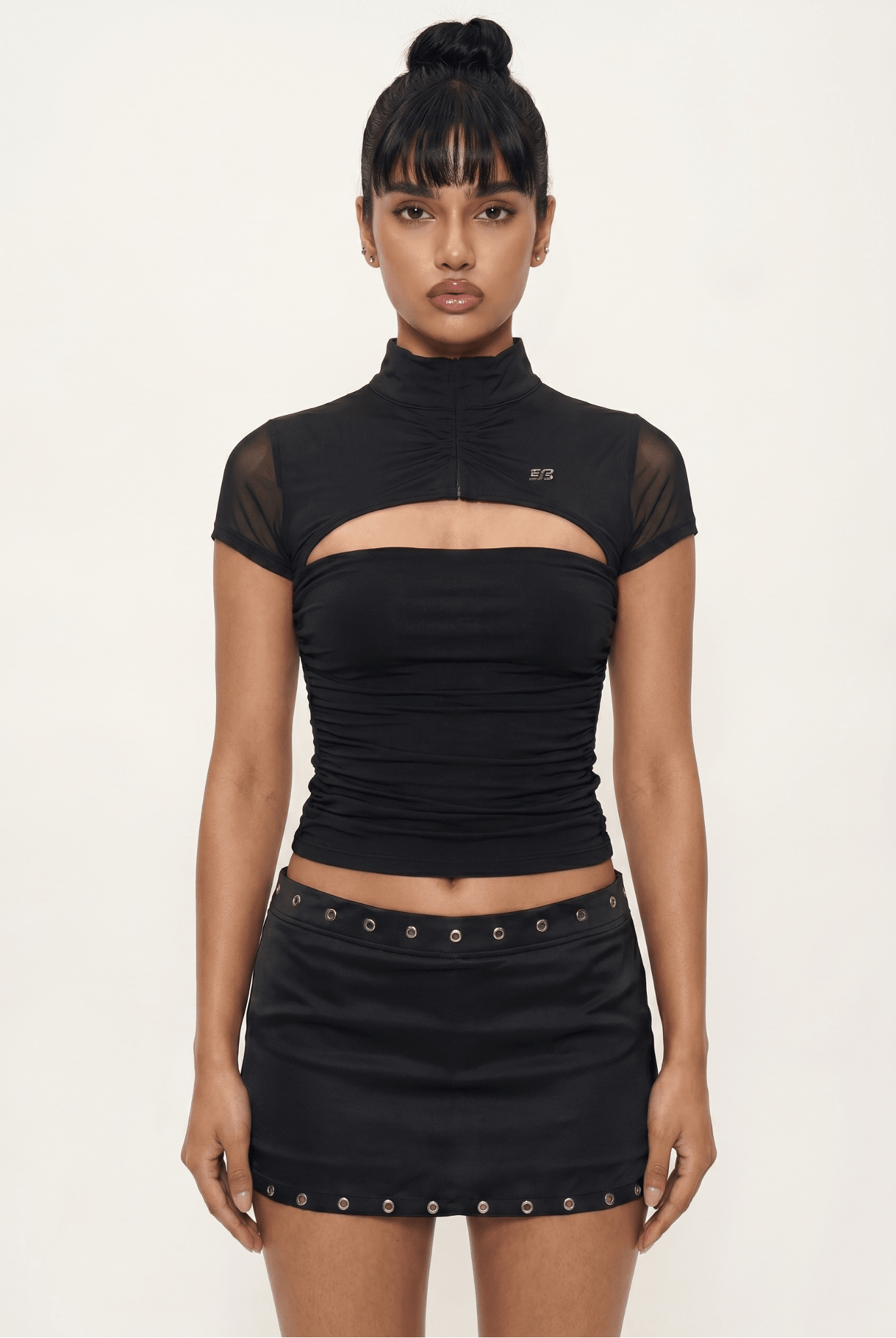 BLACK MESH SHRUG TOP - BEEGLEE