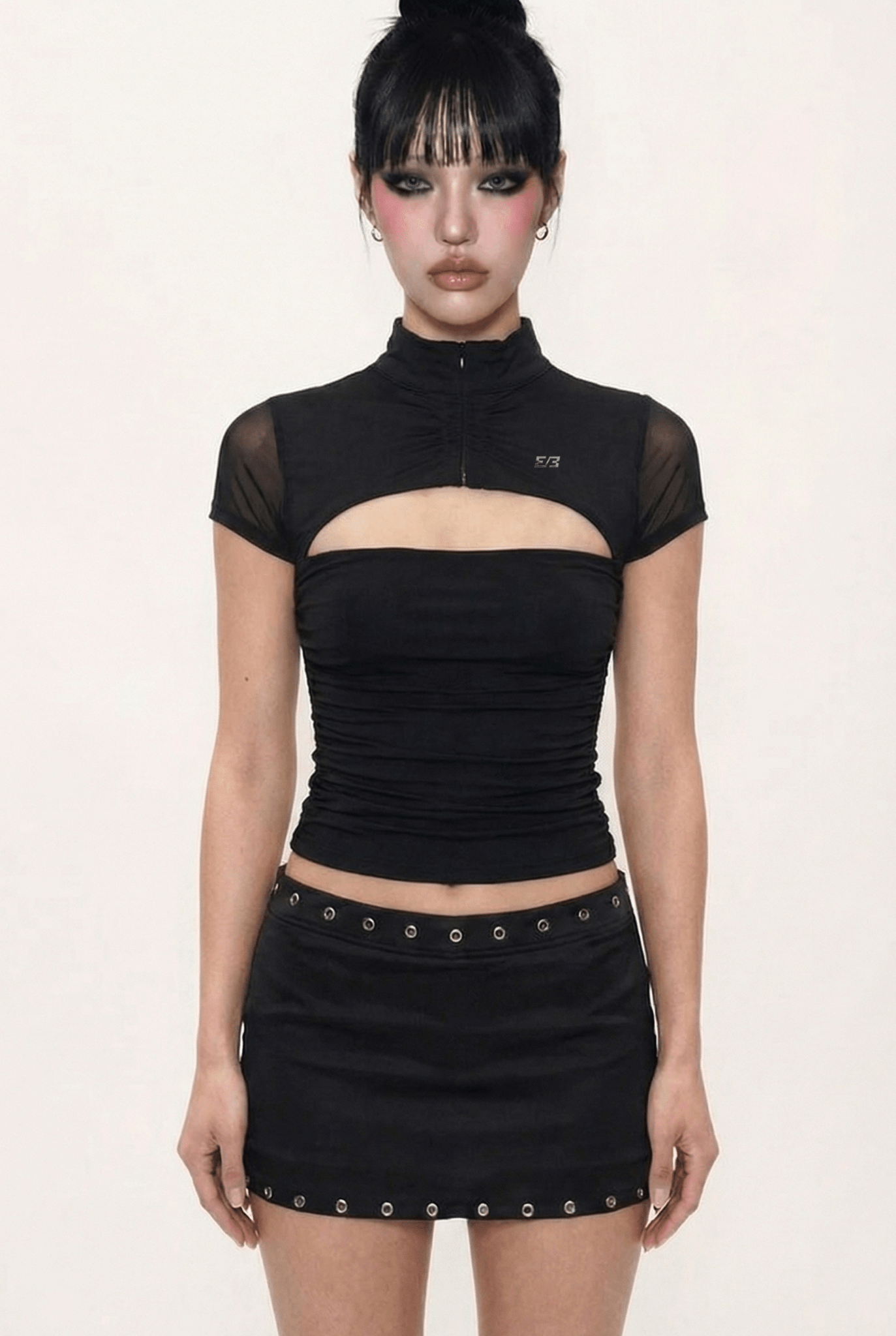 BLACK MESH SHRUG TOP - BEEGLEE