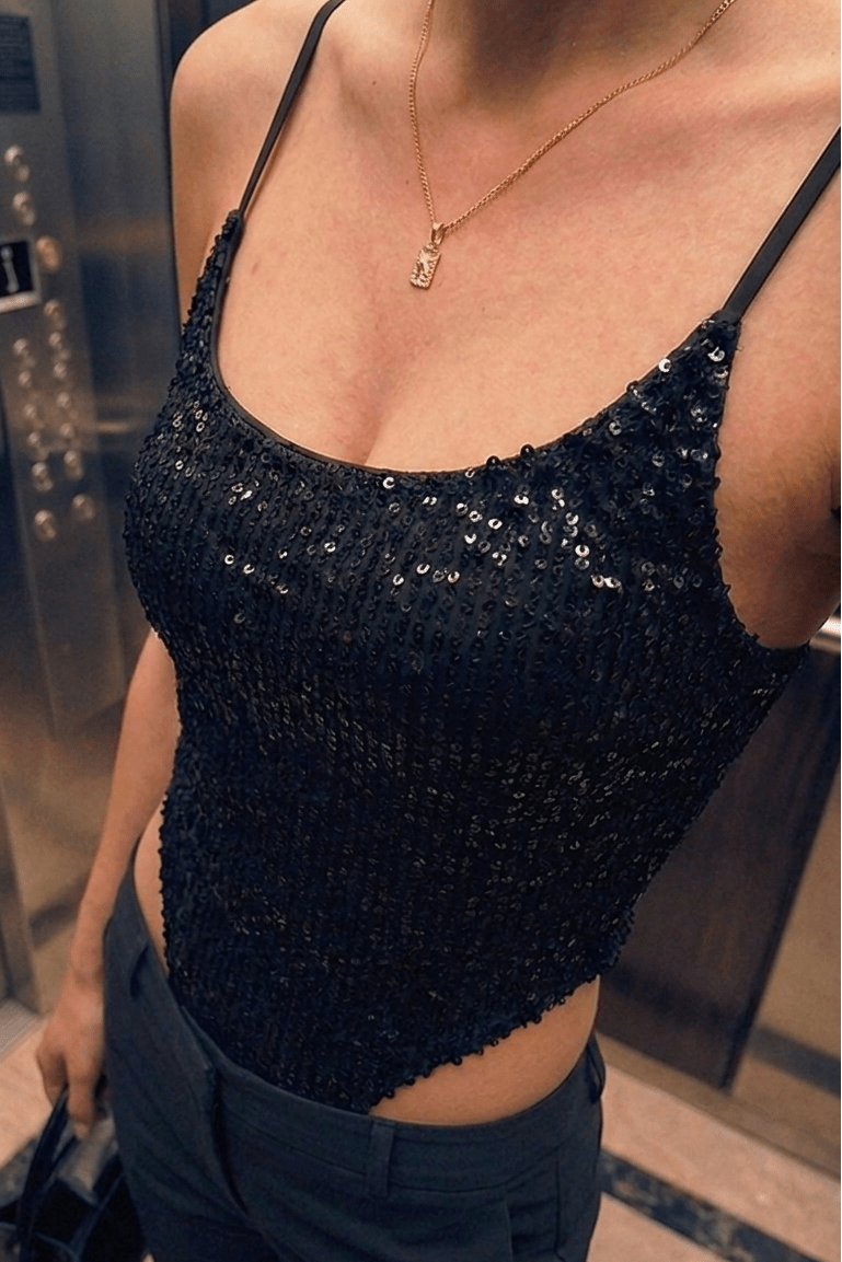 Black Muse Sequin Bodysuit - BEEGLEE