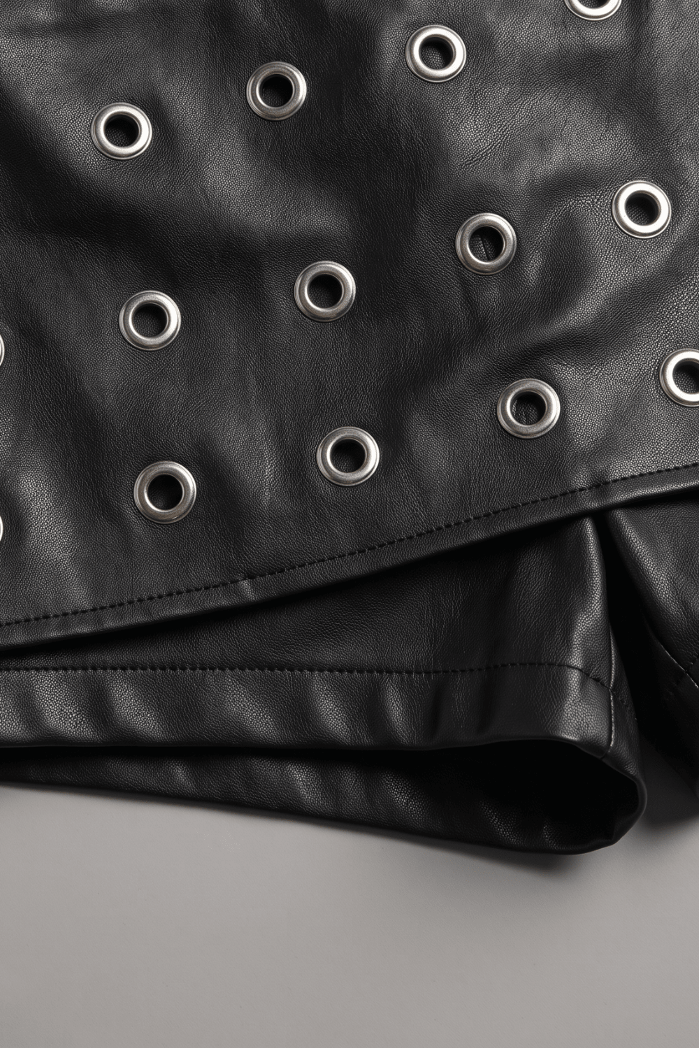 Black Perforated Leather Skort - BEEGLEE