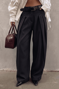 Black Pleat-Front Trousers