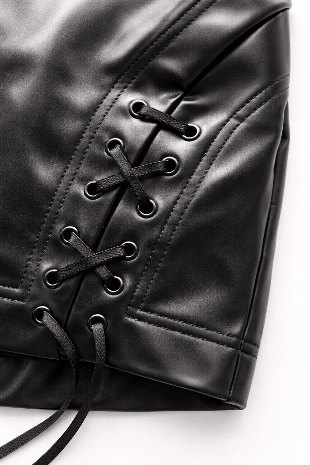 Black Razor Lace Leather Skirt - BEEGLEE