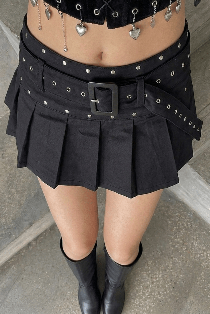 Black Riot Skort with Belt - BEEGLEE