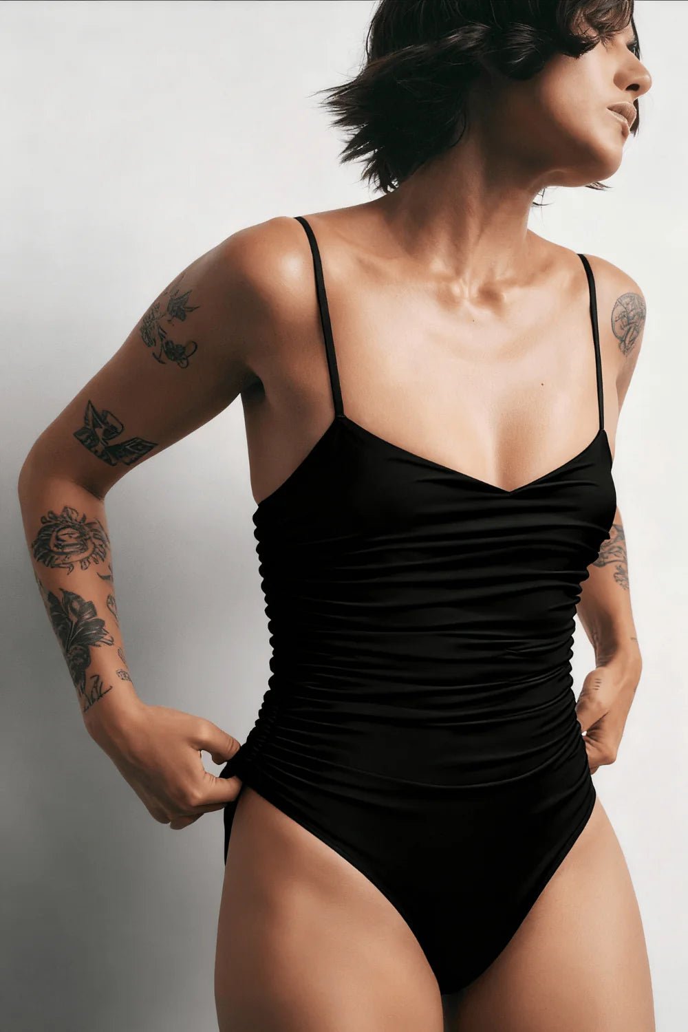 Black Scrunch Bodysuit - BEEGLEE
