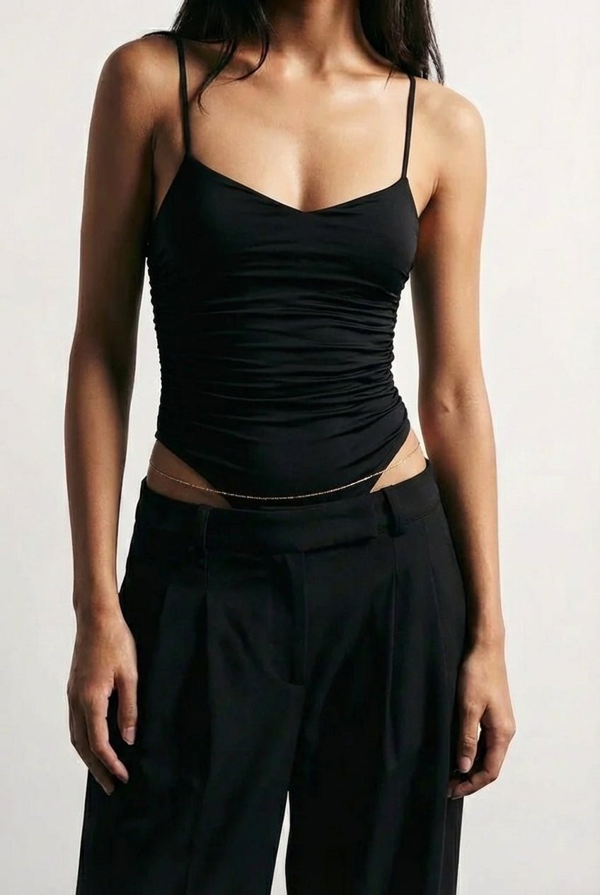 Black Scrunch Bodysuit - BEEGLEE