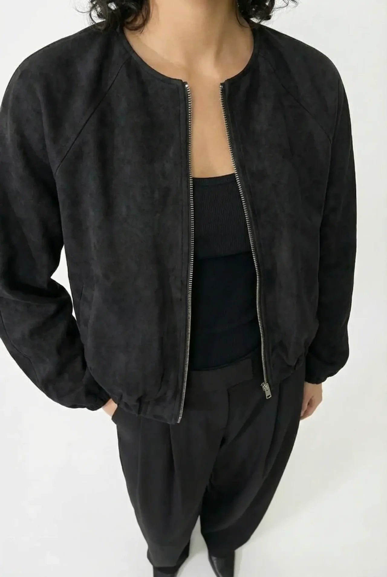 Black Seoul Air Suede Jacket - BEEGLEE