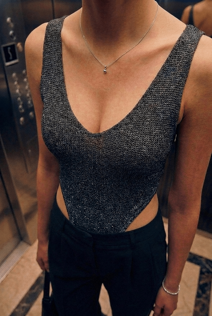 Black Seren Meshknit Bodysuit - BEEGLEE