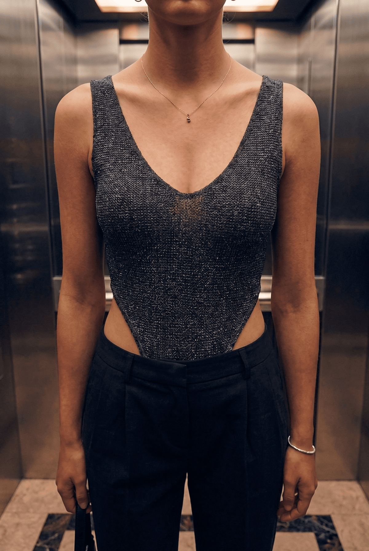 Black Seren Meshknit Bodysuit - BEEGLEE