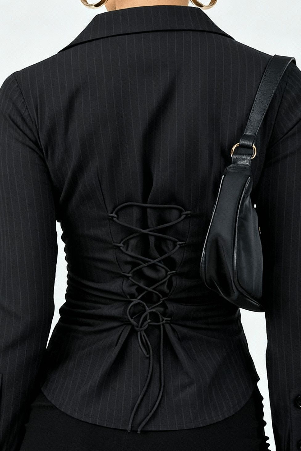 Black Sheer Back-Tie Shirt