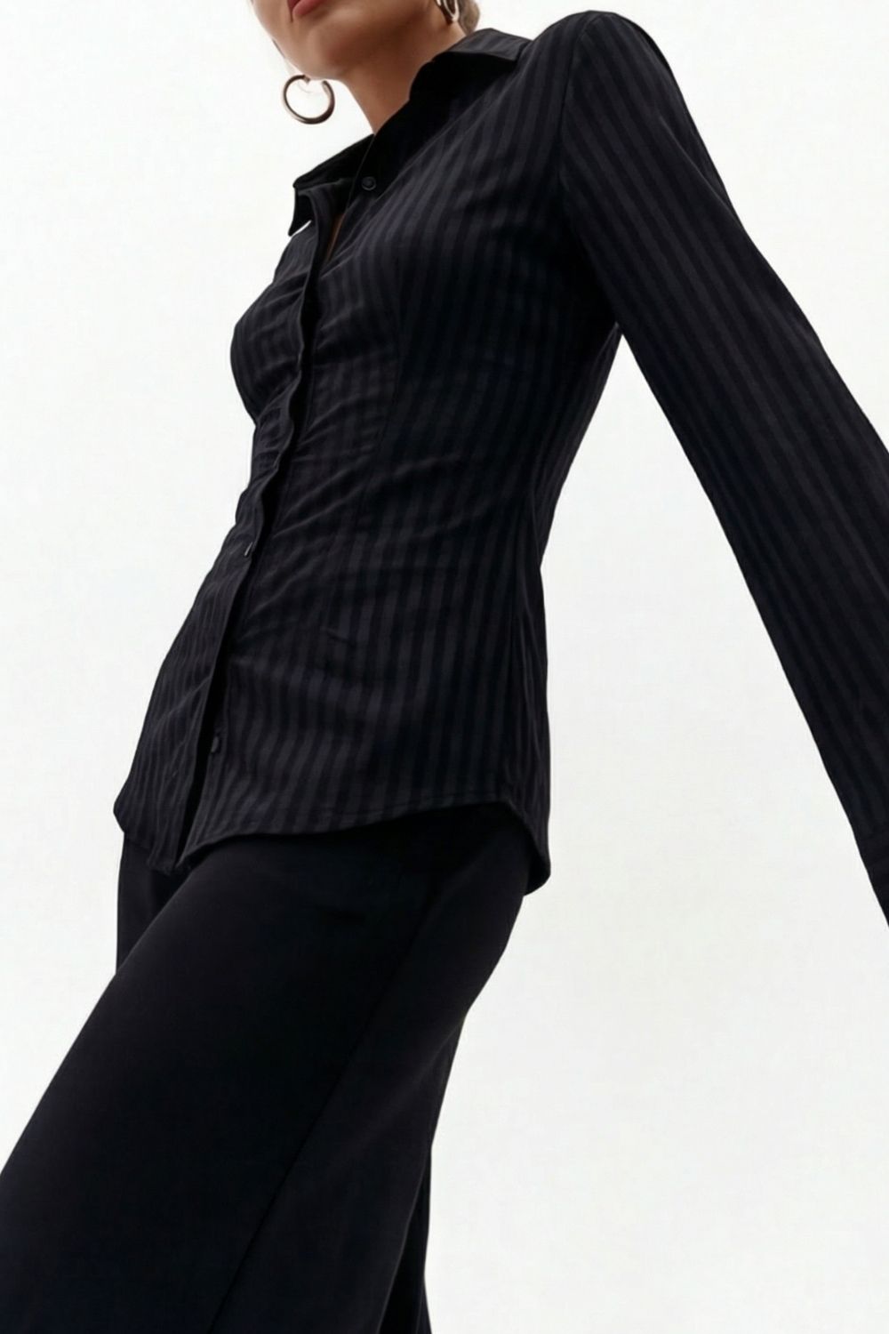 Black Sheer Back - Tie Shirt - BEEGLEE