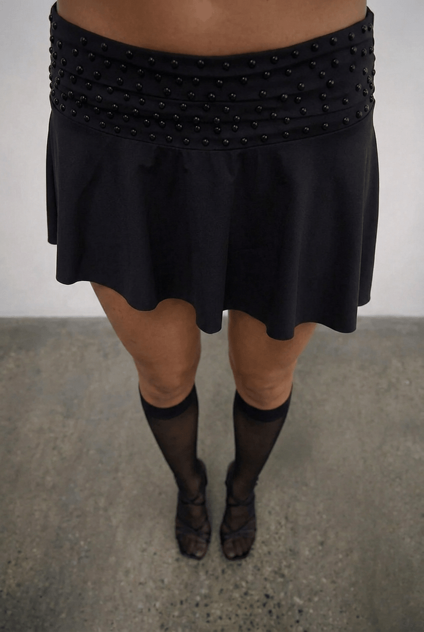 Black Studded Flare Skort - BEEGLEE