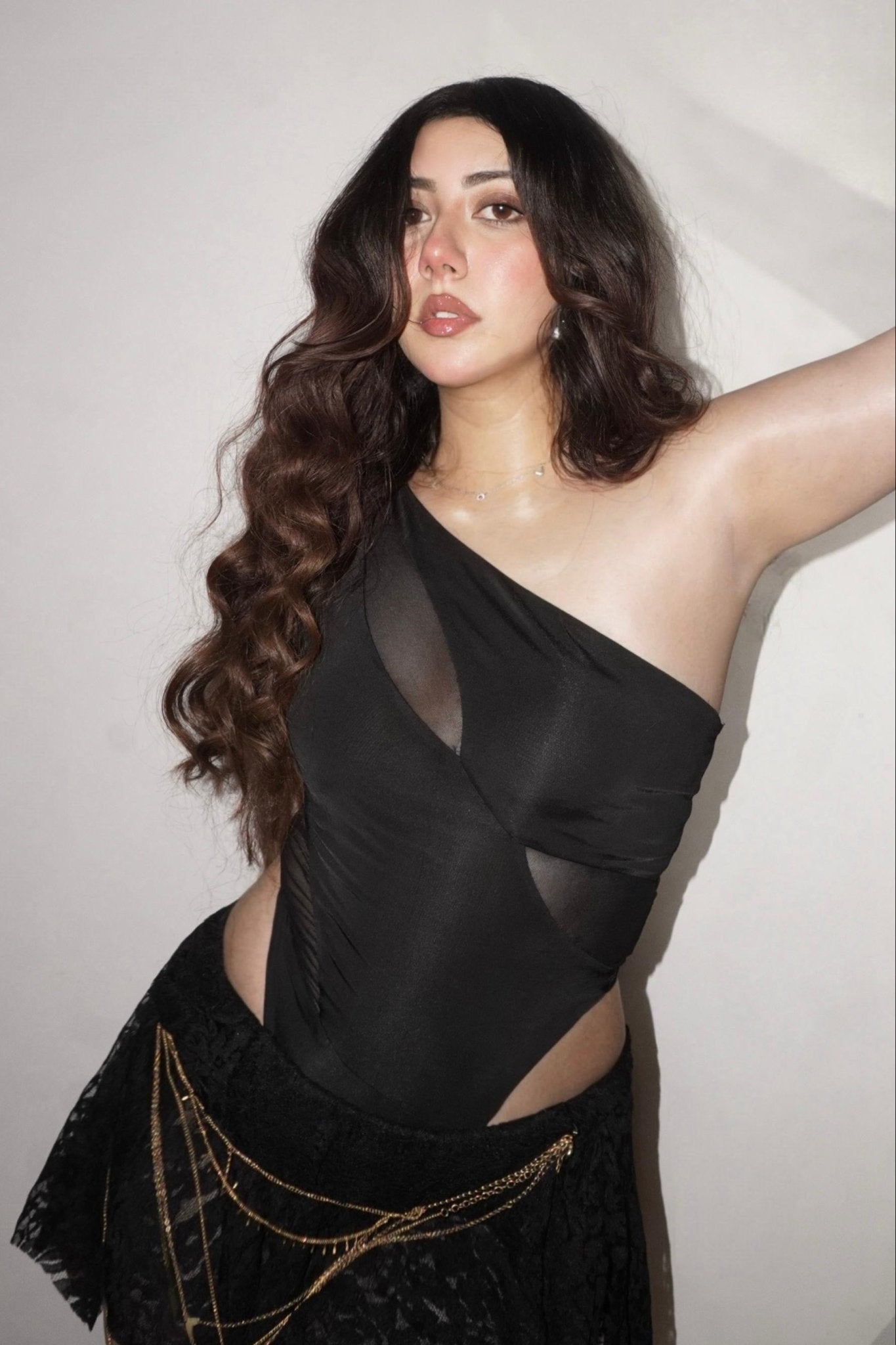 Black Swirl Mesh Bodysuit - BEEGLEE