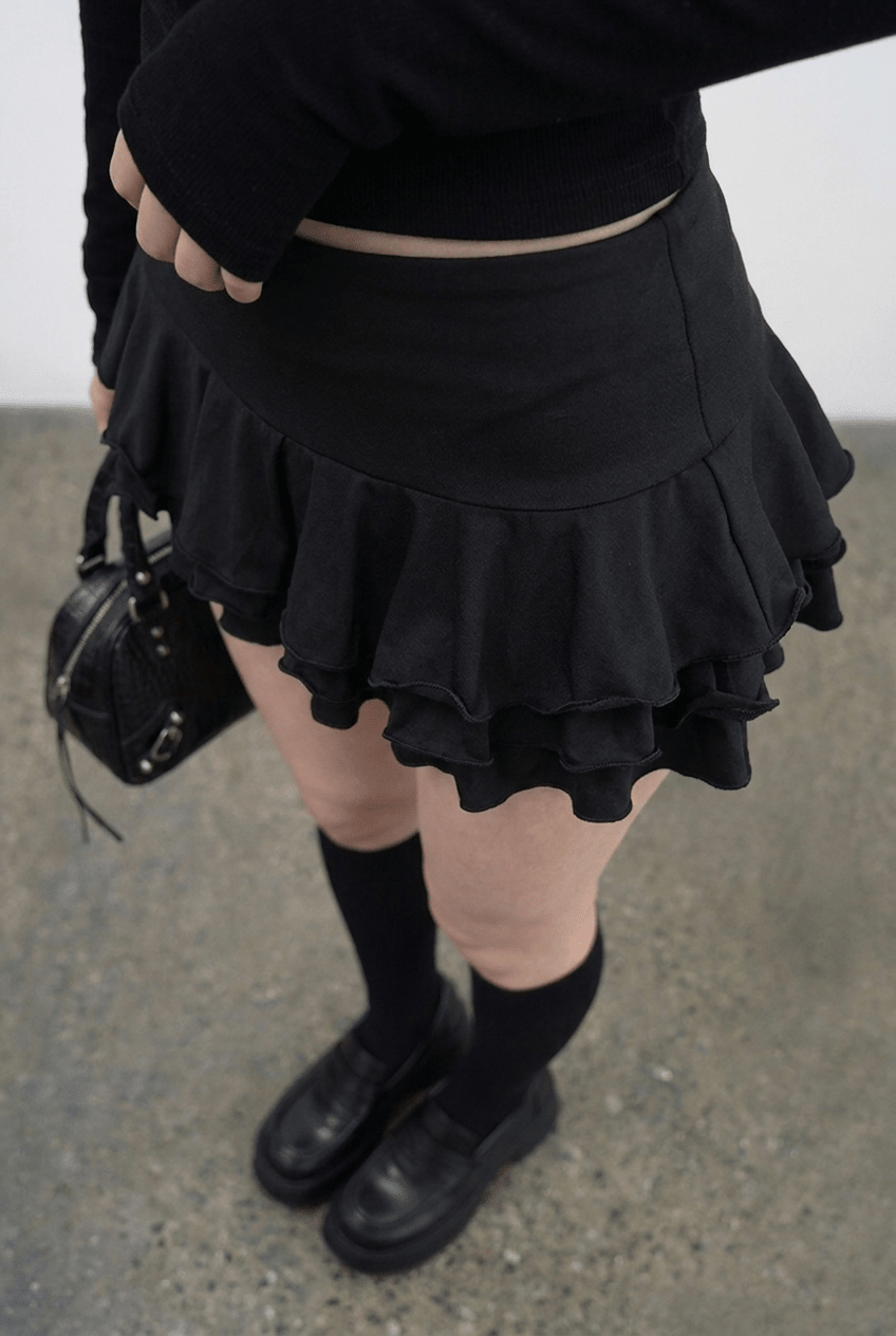 Black Tiered Frill Skort - BEEGLEE