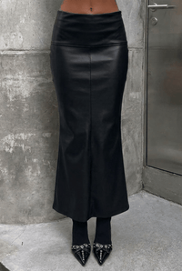 Black Trumpet Leather Skirt