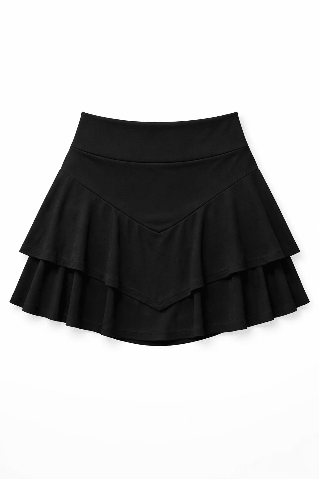 Black V - Shape Ruffle Skort - BEEGLEE