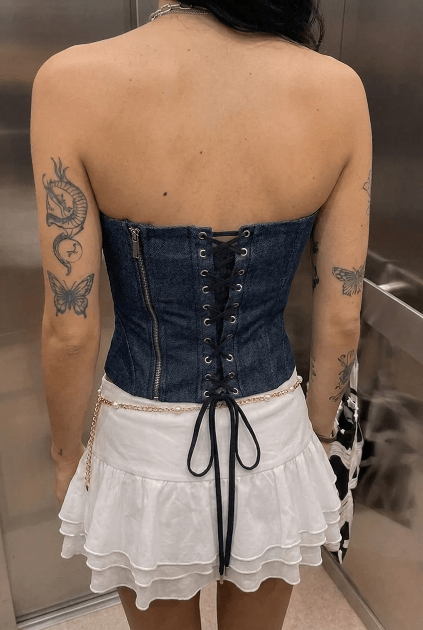 Blue Bulletproof Denim Corset - BEEGLEE