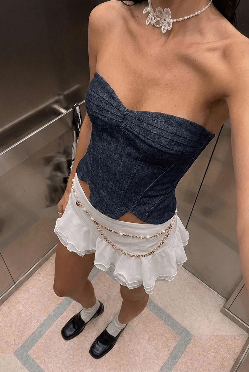 Blue Denim Corset - BEEGLEE