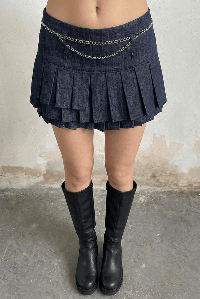 Blue Frill Denim Skort