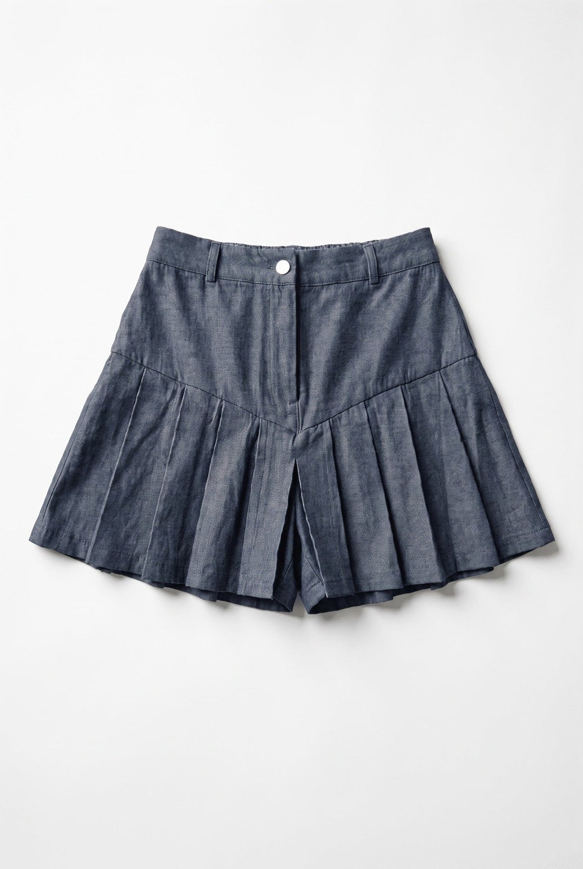 Blue Pleated Denim Skort - BEEGLEE