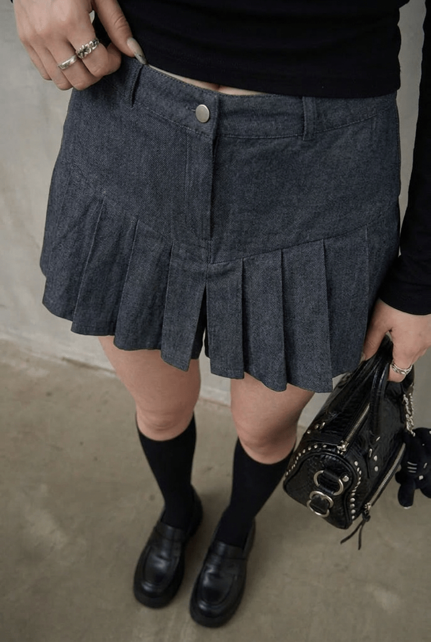 Blue Pleated Skort - BEEGLEE