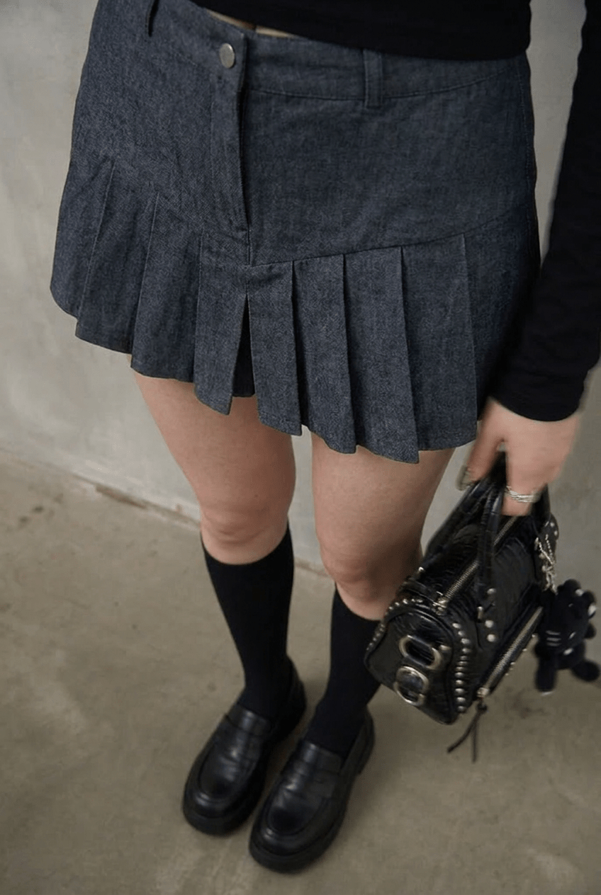 Blue Pleated Skort - BEEGLEE