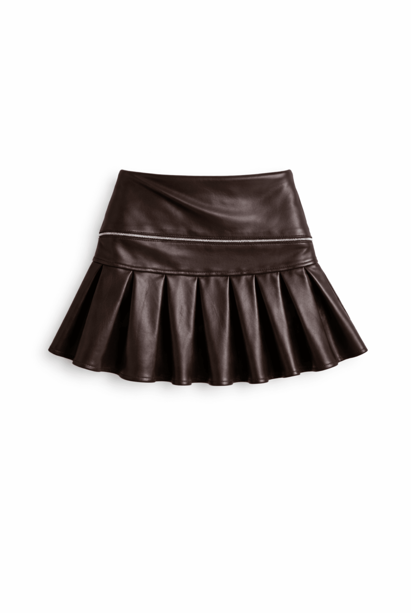 Brown Leather Tennis Skirt - BEEGLEE