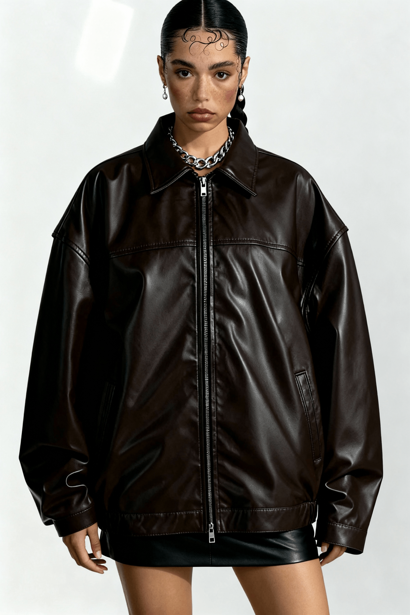 Brown viper leather jacket - BEEGLEE