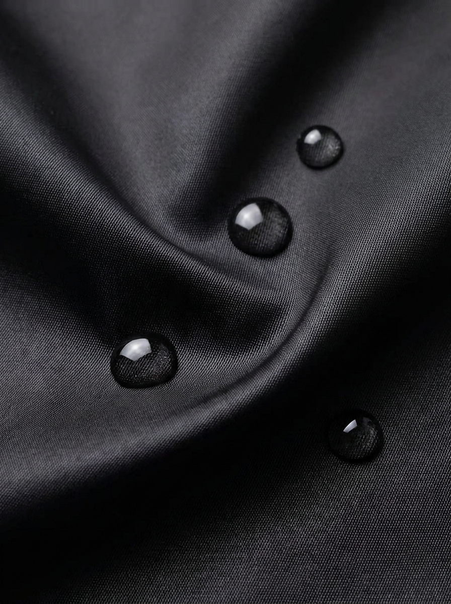 Close-up of swim nylon fabric in a soft fold on grey cement