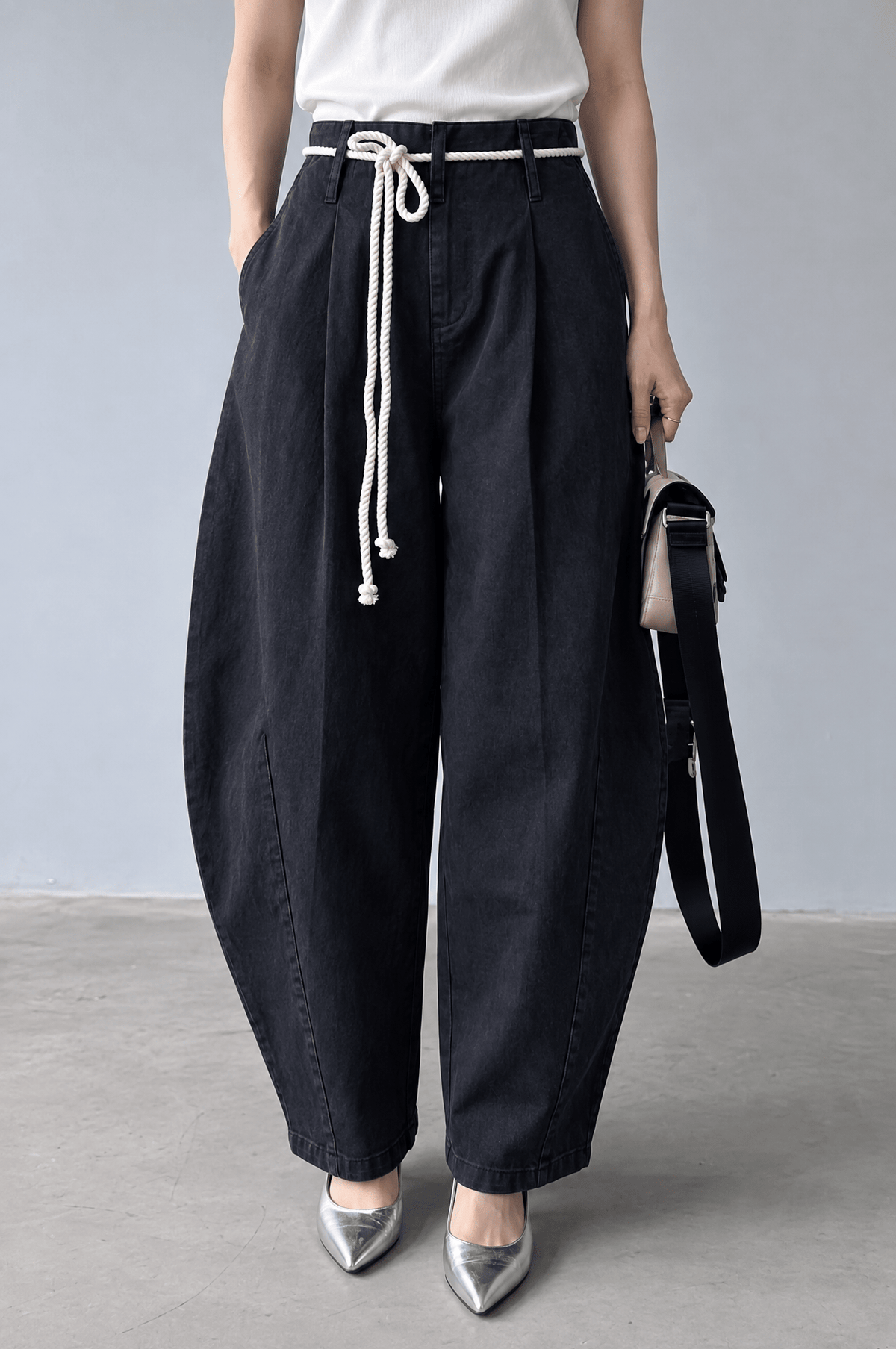 Faded Rope Barrel Pants - BEEGLEE