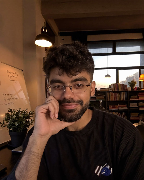 udit nangia, beeglee founder, at his desk in the okhla studio