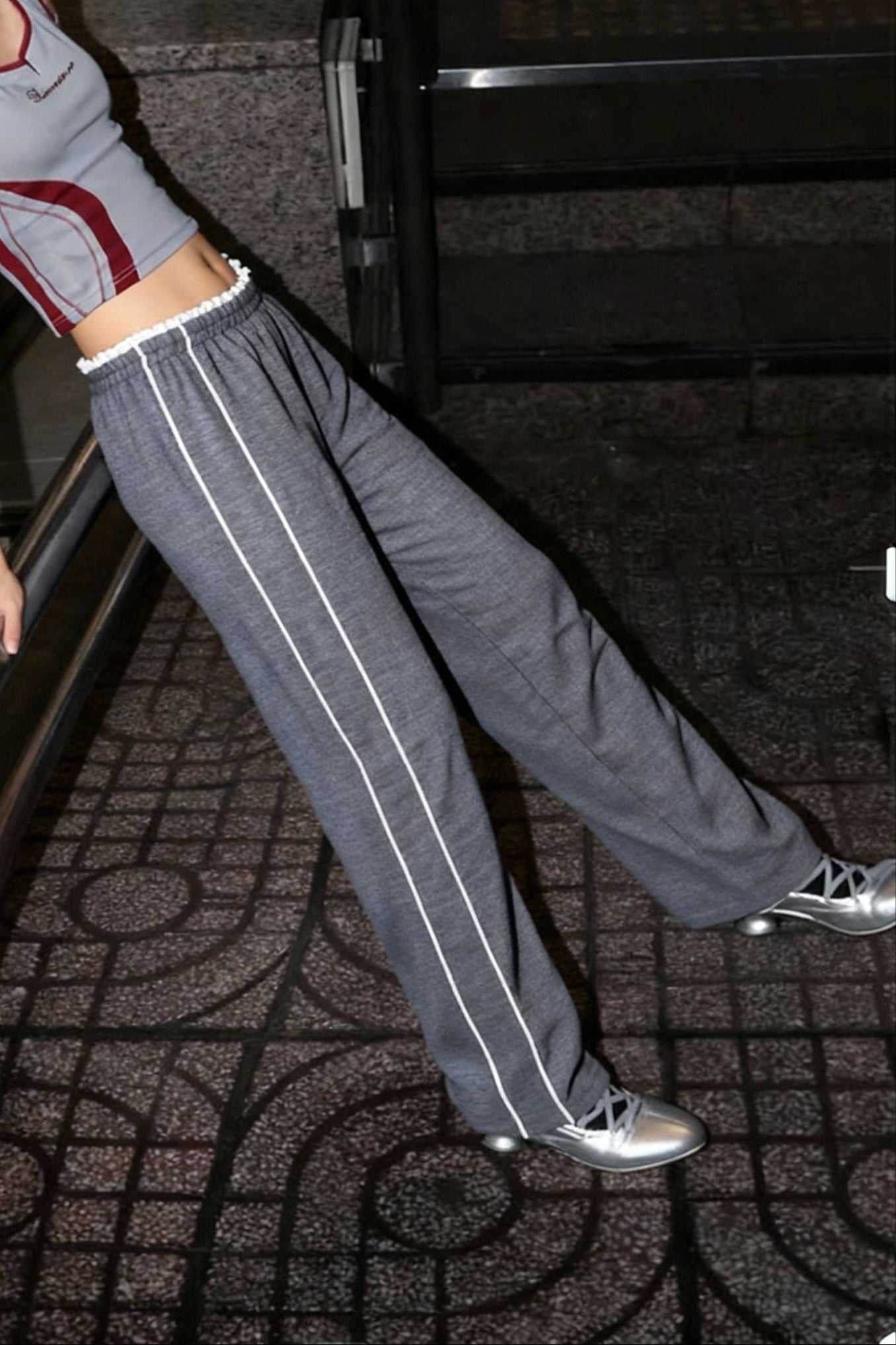 Grey Brixton Frill Korean pants - BEEGLEE