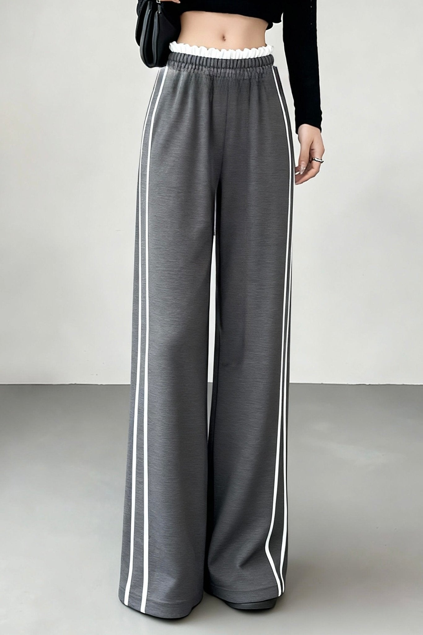 Grey Frill Linen pants