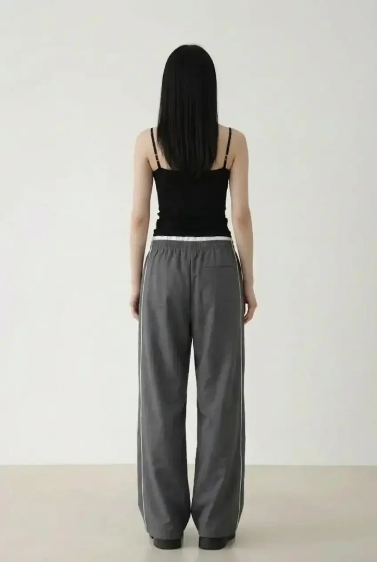 Grey Frill Linen pants - BEEGLEE