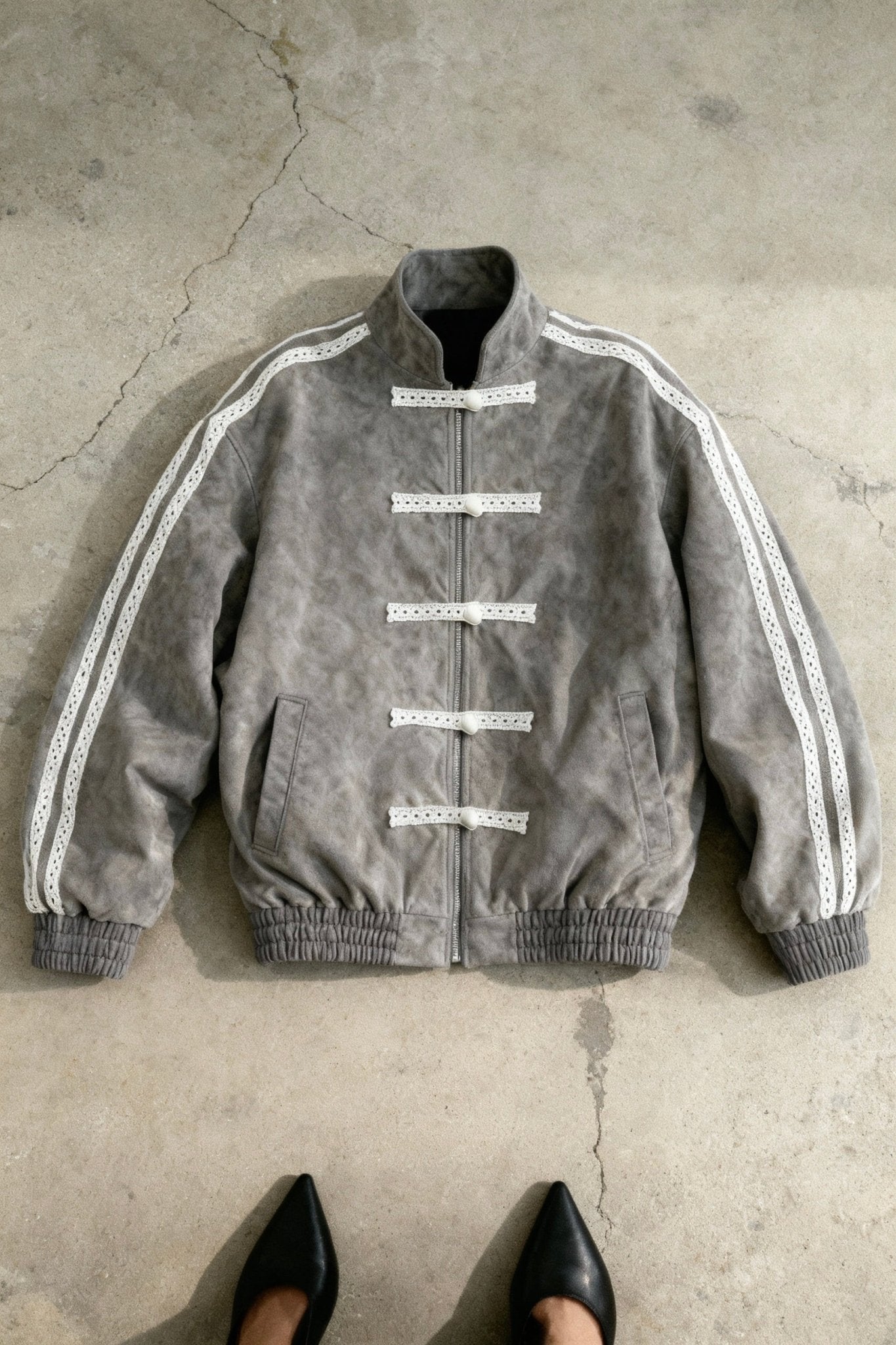 Grey Han Knot Suede Jacket