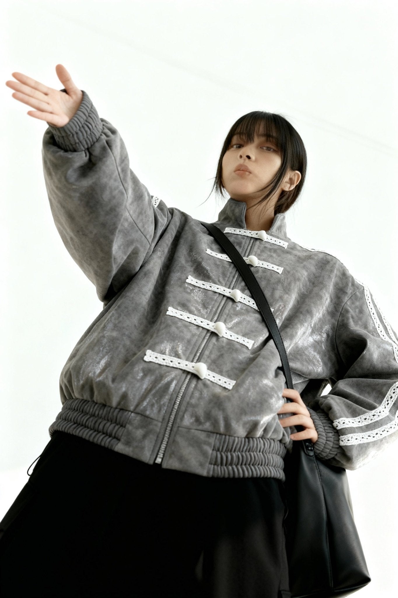 Grey Han Knot Suede Jacket - BEEGLEE