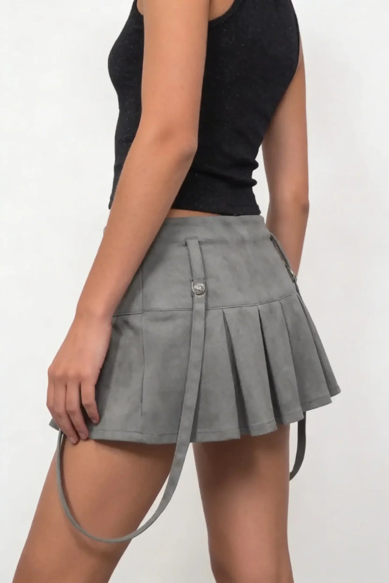 Grey Harness Pleat Skort - BEEGLEE